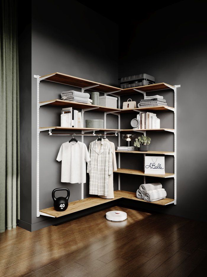 Гардеробная система угловая с полками ЛДСП ABelle B-111 188/126 см